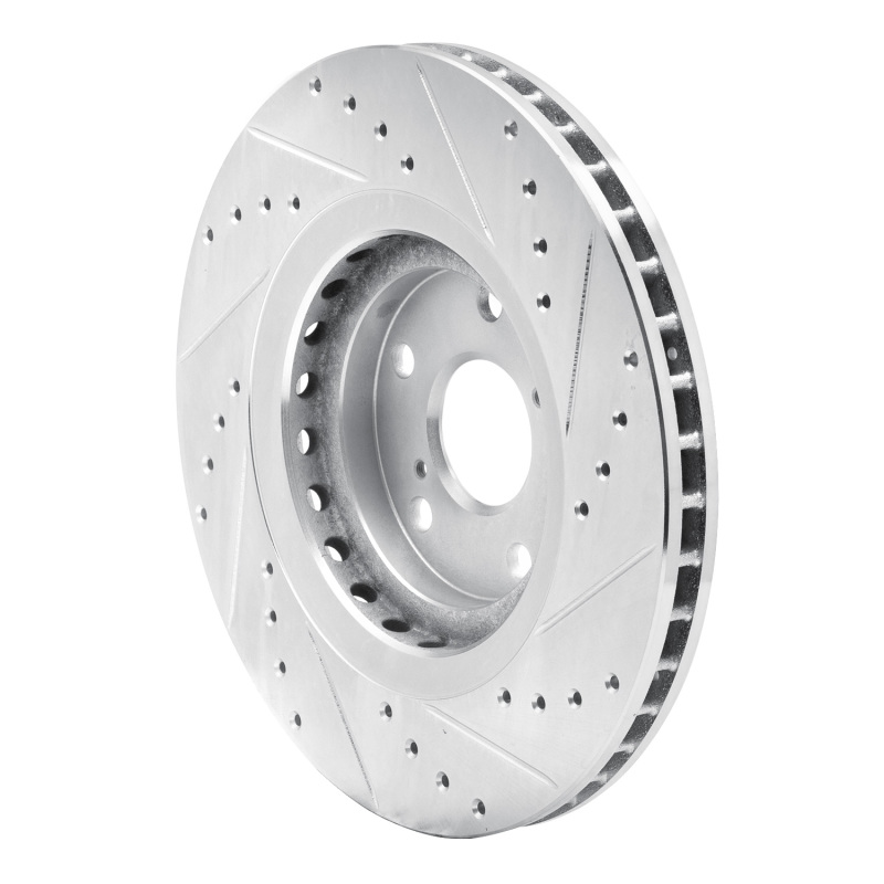 Lexus NX200T Brake Rotor (1) - Front Left - R1 Concepts - Drilled & Slotted - Silver - `08-`21